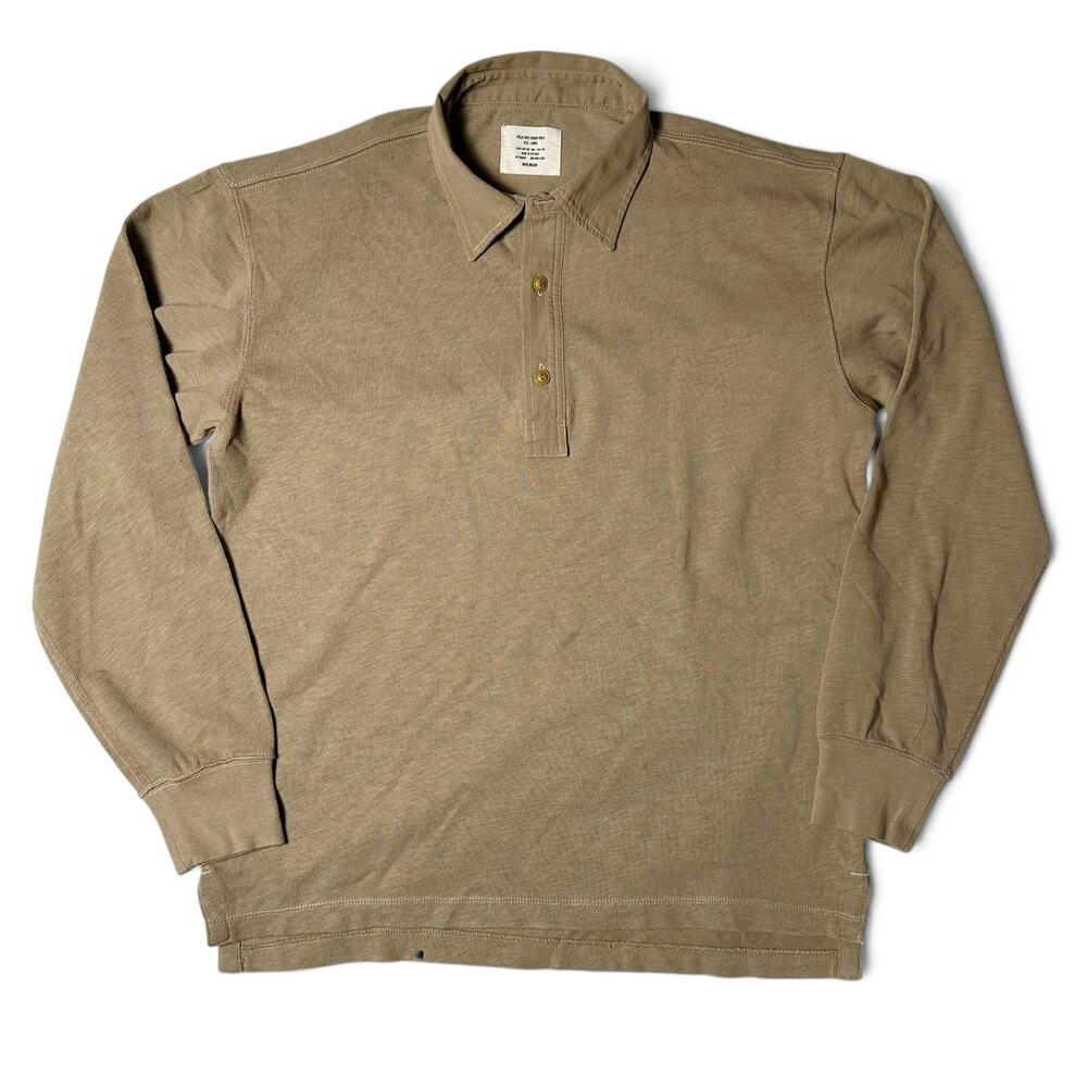 Buck Mason Field-Spec Rugby Polo Shirt Mens Size L Sandstone Cotton NWT